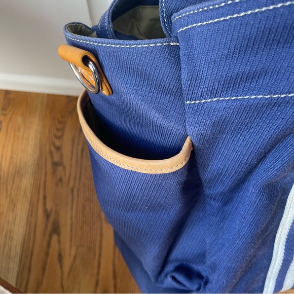 Pottery Barn Kids Classic Diaper Bag Navy Blue with Leather Trim Monogram C - Picture 11 of 15